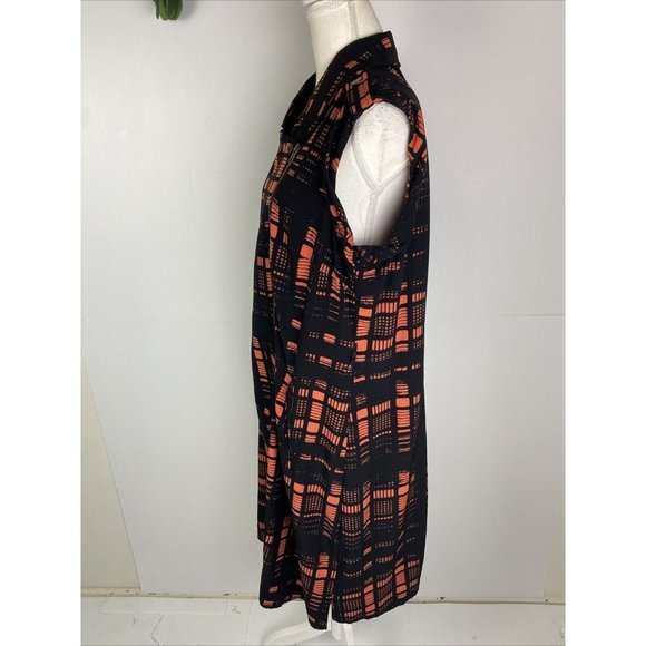 City Chic Size M Women's Tunic Dress Black Orange Geometric Zip up - Picture 5 of 9